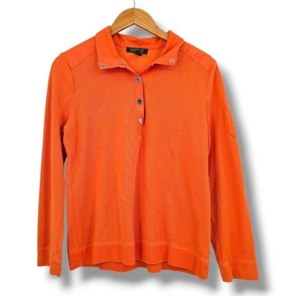Lauren Ralph Lauren Button Up Long Sleeve‎ Collared Top Blouse Orange L